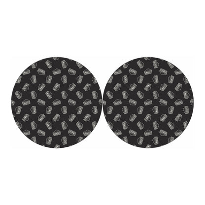 Black Doodle Sandwich Pattern Print Car Coasters