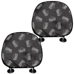 Black Doodle Sandwich Pattern Print Car Headrest Covers