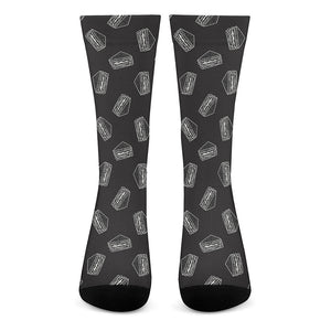 Black Doodle Sandwich Pattern Print Crew Socks