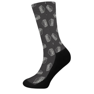 Black Doodle Sandwich Pattern Print Crew Socks