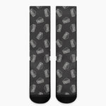 Black Doodle Sandwich Pattern Print Crew Socks