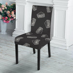 Black Doodle Sandwich Pattern Print Dining Chair Slipcover