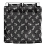 Black Doodle Sandwich Pattern Print Duvet Cover Bedding Set