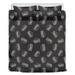 Black Doodle Sandwich Pattern Print Duvet Cover Bedding Set