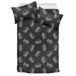 Black Doodle Sandwich Pattern Print Duvet Cover Bedding Set