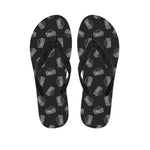 Black Doodle Sandwich Pattern Print Flip Flops