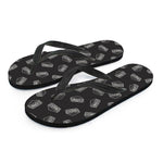 Black Doodle Sandwich Pattern Print Flip Flops