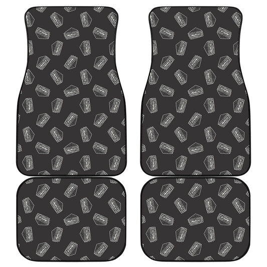 Black Doodle Sandwich Pattern Print Front and Back Car Floor Mats