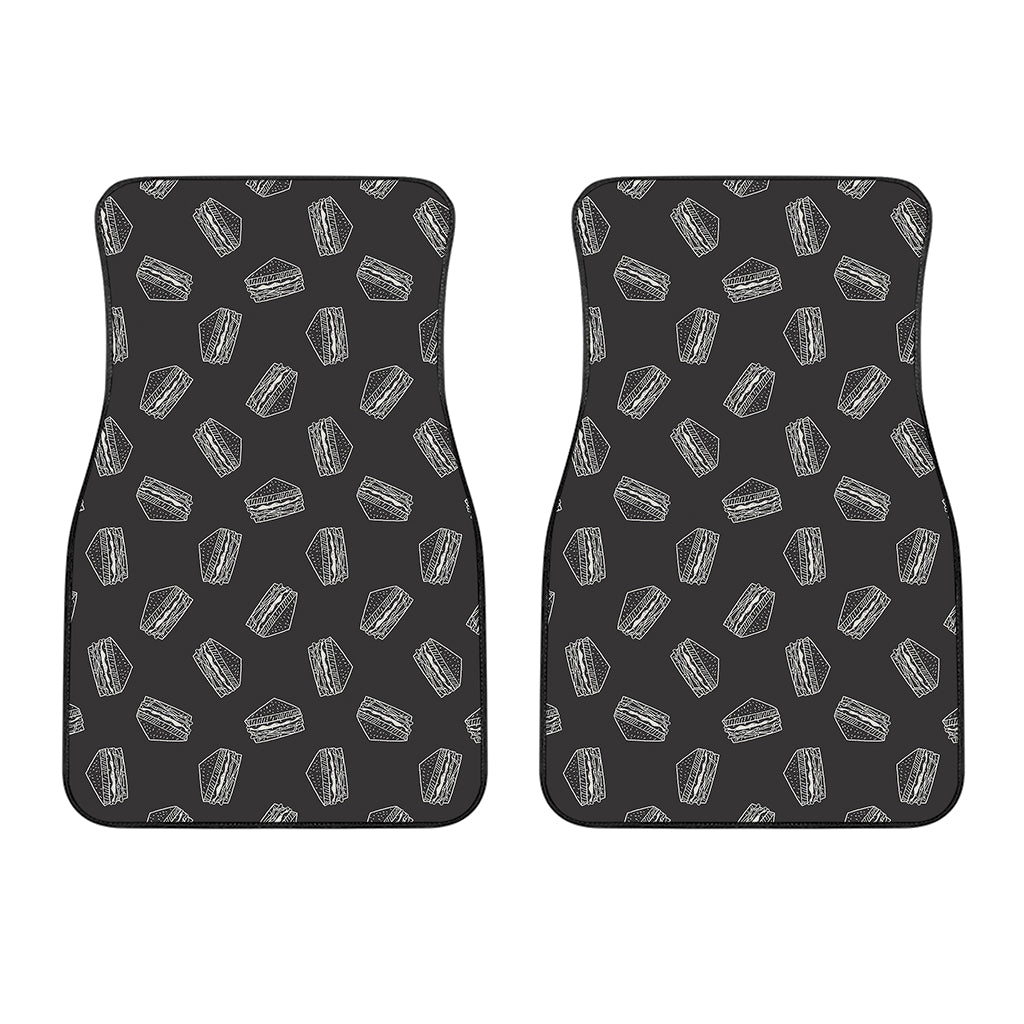 Black Doodle Sandwich Pattern Print Front Car Floor Mats