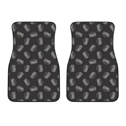 Black Doodle Sandwich Pattern Print Front Car Floor Mats