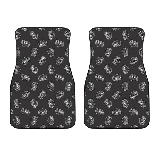 Black Doodle Sandwich Pattern Print Front Car Floor Mats
