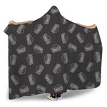 Black Doodle Sandwich Pattern Print Hooded Blanket