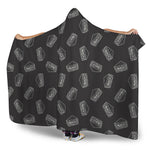 Black Doodle Sandwich Pattern Print Hooded Blanket