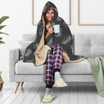 Black Doodle Sandwich Pattern Print Hooded Blanket