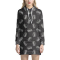 Black Doodle Sandwich Pattern Print Pullover Hoodie Dress