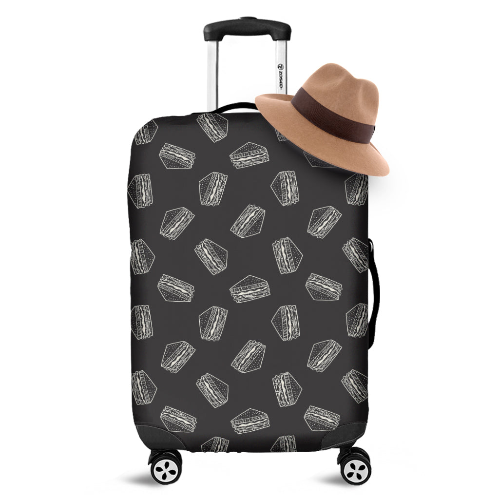 Black Doodle Sandwich Pattern Print Luggage Cover
