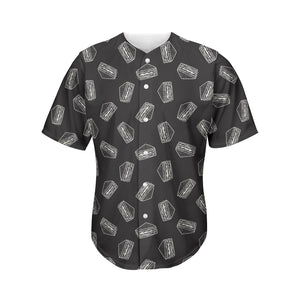 Black Doodle Sandwich Pattern Print Men's Baseball Jersey