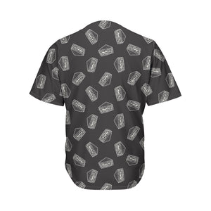 Black Doodle Sandwich Pattern Print Men's Baseball Jersey