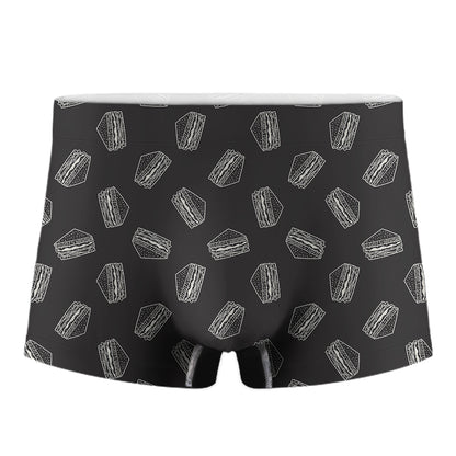 Black Doodle Sandwich Pattern Print Men's Boxer Briefs