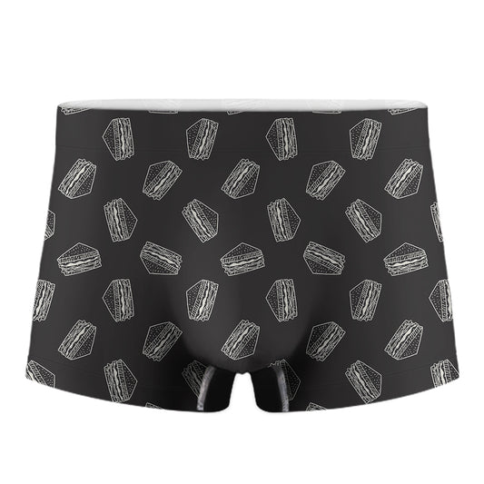 Black Doodle Sandwich Pattern Print Men's Boxer Briefs