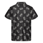 Black Doodle Sandwich Pattern Print Men's Short Sleeve Shirt