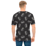 Black Doodle Sandwich Pattern Print Men's T-Shirt