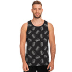 Black Doodle Sandwich Pattern Print Men's Tank Top