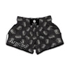 Black Doodle Sandwich Pattern Print Muay Thai Boxing Shorts