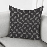 Black Doodle Sandwich Pattern Print Pillow Cover