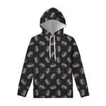 Black Doodle Sandwich Pattern Print Pullover Hoodie