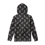 Black Doodle Sandwich Pattern Print Pullover Hoodie