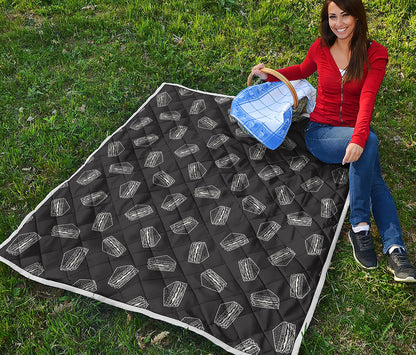 Black Doodle Sandwich Pattern Print Quilt