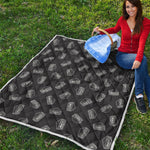 Black Doodle Sandwich Pattern Print Quilt