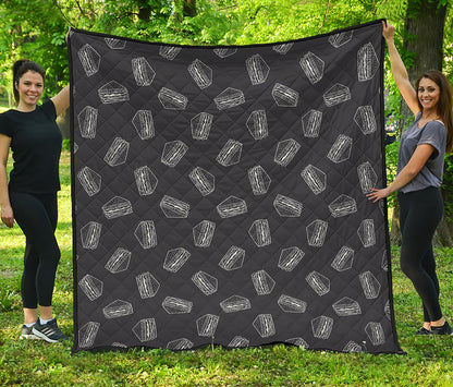 Black Doodle Sandwich Pattern Print Quilt
