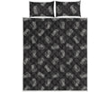 Black Doodle Sandwich Pattern Print Quilt Bed Set