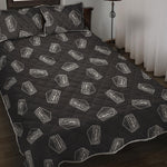 Black Doodle Sandwich Pattern Print Quilt Bed Set