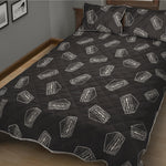 Black Doodle Sandwich Pattern Print Quilt Bed Set