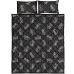 Black Doodle Sandwich Pattern Print Quilt Bed Set