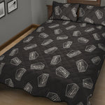 Black Doodle Sandwich Pattern Print Quilt Bed Set