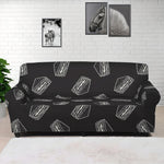 Black Doodle Sandwich Pattern Print Sofa Cover