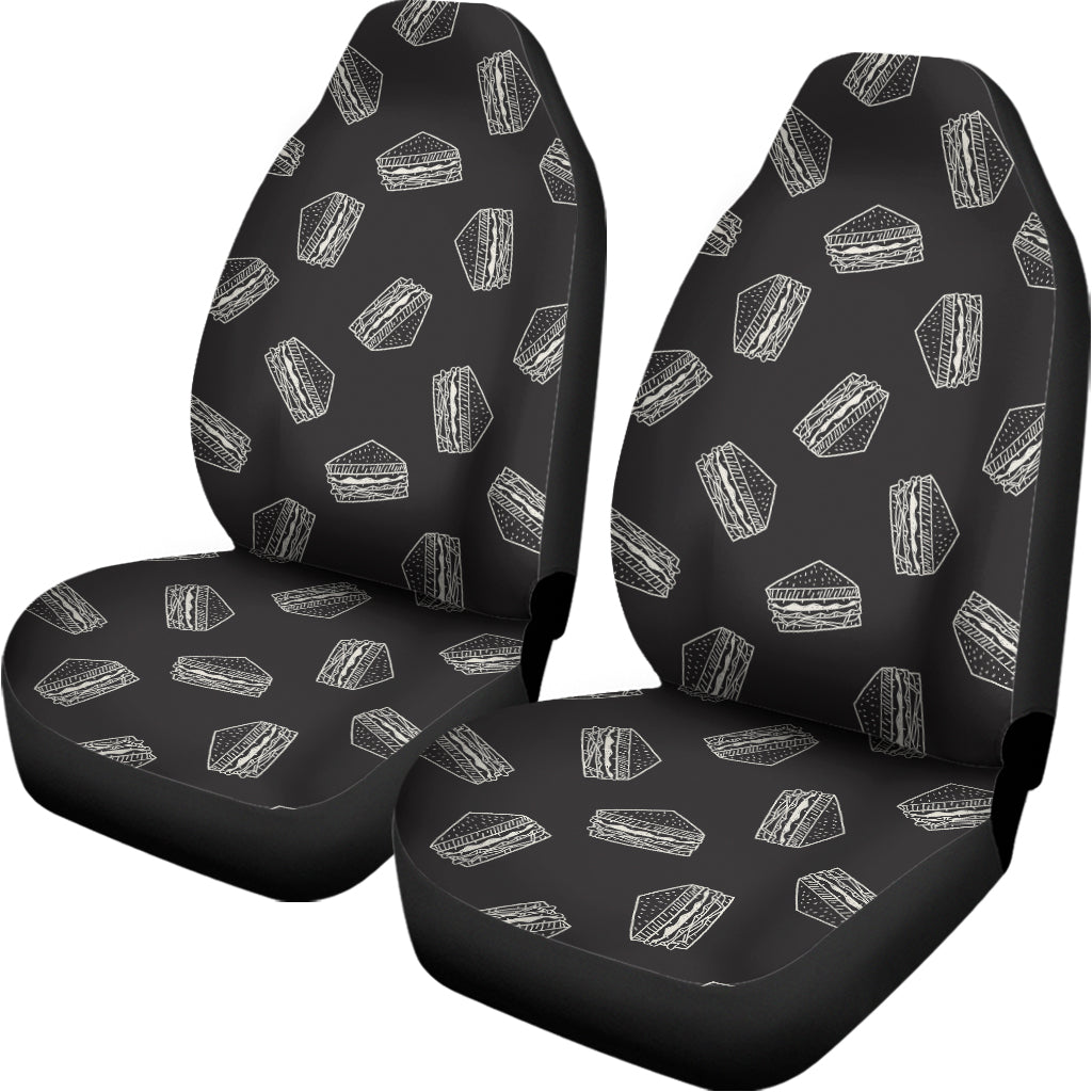 Black Doodle Sandwich Pattern Print Universal Fit Car Seat Covers