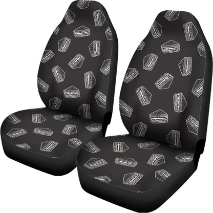 Black Doodle Sandwich Pattern Print Universal Fit Car Seat Covers