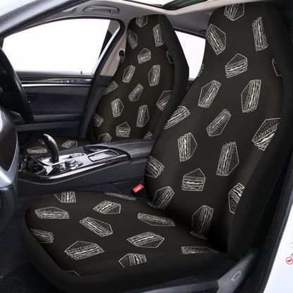 Black Doodle Sandwich Pattern Print Universal Fit Car Seat Covers