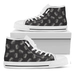 Black Doodle Sandwich Pattern Print White High Top Shoes