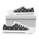 Black Doodle Sandwich Pattern Print White Low Top Shoes