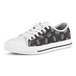 Black Doodle Sandwich Pattern Print White Low Top Shoes