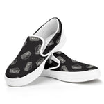 Black Doodle Sandwich Pattern Print White Slip On Shoes