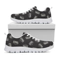 Black Doodle Sandwich Pattern Print White Running Shoes