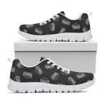 Black Doodle Sandwich Pattern Print White Sneakers