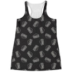 Black Doodle Sandwich Pattern Print Women's Racerback Tank Top